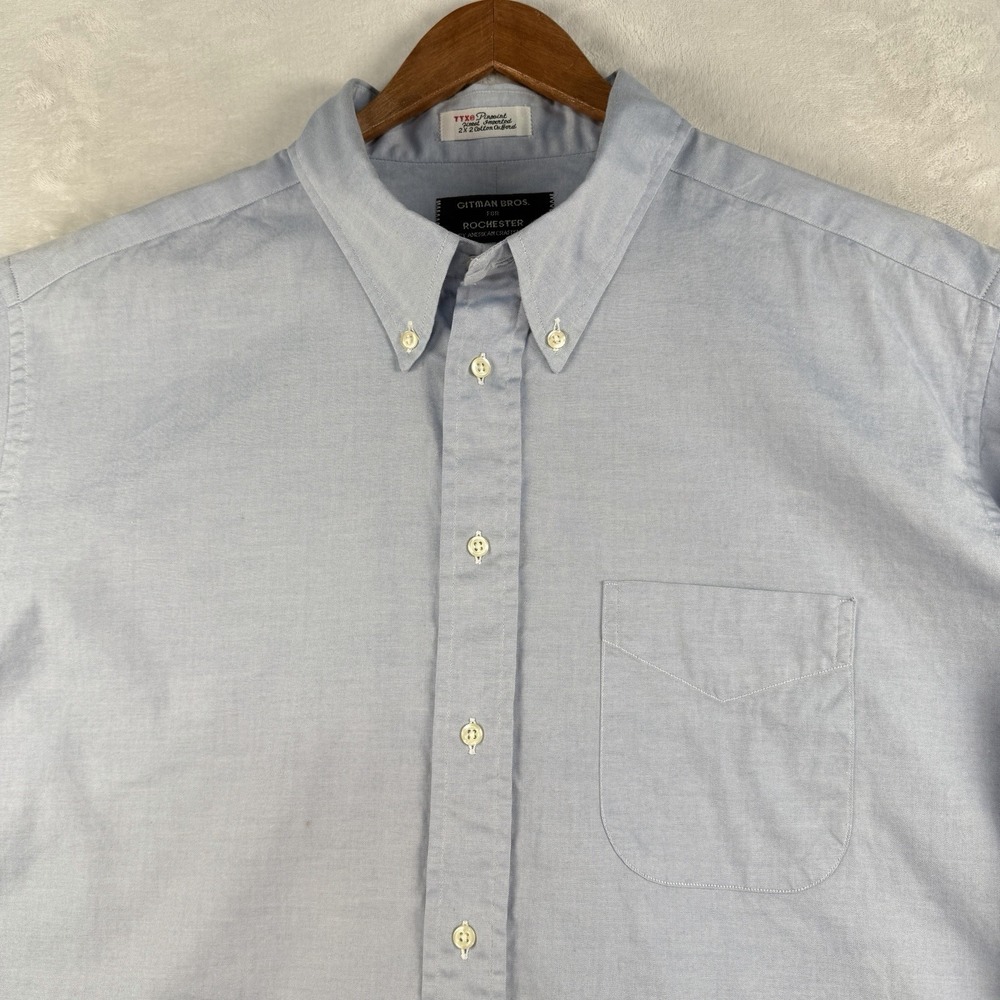 Gitman Bros Shirt Mens 18 35 Blue Oxford Button Down Made USA Oxford Ivy TTX